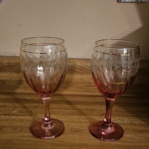 Elegant Pink Wine Glass Set